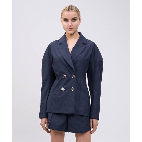 Givenchy Women's Button-up Cuffed Jacket in Denim Blue FR 40 US 8 - Picture 1 of 7